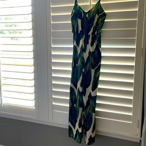 Palm print light weight jump suit